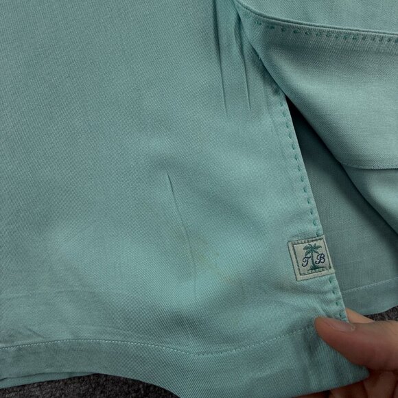 Tommy Bahama All Silk Light Blue Short Sleeve Button Up Shirt Hawaii Solid XL - Picture 13 of 16